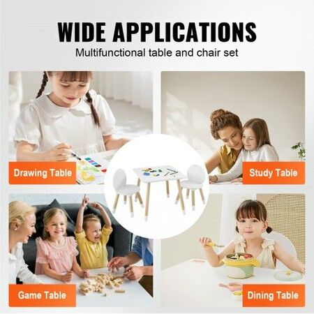 Kids Table and 2 Chairs Set, Toddler Table and Chair Set, Children Multi-Activity Table for Art, Craft, Reading, Learning