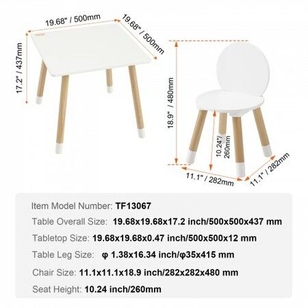 Kids Table and 2 Chairs Set, Toddler Table and Chair Set, Children Multi-Activity Table for Art, Craft, Reading, Learning