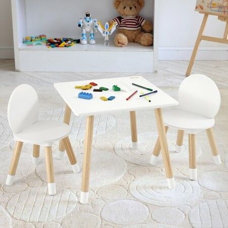 Kids Table and 2 Chairs Set, Toddler Table and Chair Set, Children Multi-Activity Table for Art, Craft, Reading, Learning