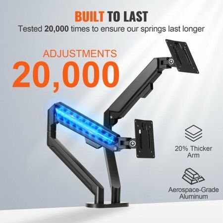 Dual Monitor Mount, Supports 13"-35"锛?30-889 mm锛塖creens, Fully Adjustable Gas Spring Monitor Arm, Holds up to 12 kg per Arm, Computer Stand Holder with C-Clamp/Grommet Mounting Base, VESA Mount Bracket