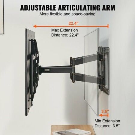 Full Motion TV Mount Fits for Most 37-90 inch TVs, Swivel Tilt Horizontal Adjustment TV Wall Mount Bracket with 4 Articulating Arms, Max VESA 600x400mm, Holds up to 165 lbs