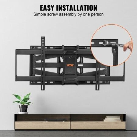 Full Motion TV Mount Fits for Most 37-90 inch TVs, Swivel Tilt Horizontal Adjustment TV Wall Mount Bracket with 4 Articulating Arms, Max VESA 600x400mm, Holds up to 165 lbs