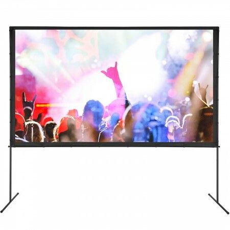 Projector Screen with Stand, 120 inch 16:9 4K 1080 HD Outdoor Movie Screen with Stand, Wrinkle-Free Projection Screen with Bar Feet and Carry Bag, for Home Theater Cinema Backyard Movie Night