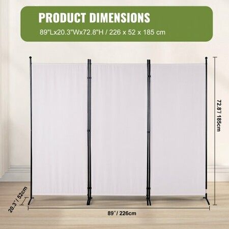 Room Divider, 6.1 ft(102×71inch) Room Dividers and Folding Privacy Screens (3-panel), Fabric Partition Room Dividers for Office, Bedroom, Dining Room, Study, Freestanding, White