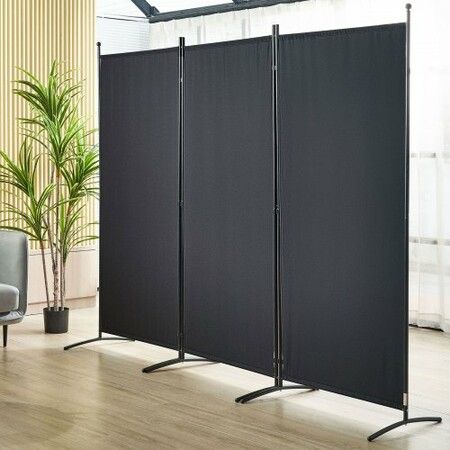 Room Divider, 102×71inch Room Dividers and Folding Privacy Screens (3-panel), Fabric Partition Room Dividers for Office, Bedroom, Dining Room, Study, Freestanding, Black