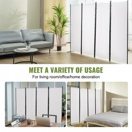 Room Divider, 88×67.5inch Room Dividers and Folding Privacy Screens (4-panel), Fabric Partition Room Dividers for Office, Bedroom, Dining Room, Study, Freestanding, White