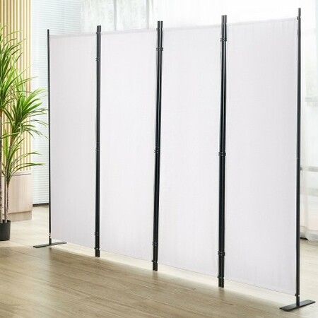 Room Divider, 88×67.5inch Room Dividers and Folding Privacy Screens (4-panel), Fabric Partition Room Dividers for Office, Bedroom, Dining Room, Study, Freestanding, White