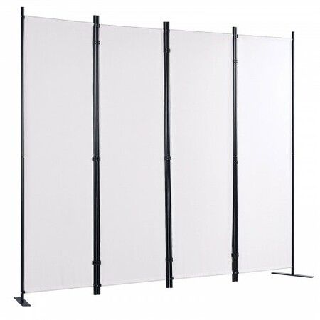 Room Divider, 88×67.5inch Room Dividers and Folding Privacy Screens (4-panel), Fabric Partition Room Dividers for Office, Bedroom, Dining Room, Study, Freestanding, White