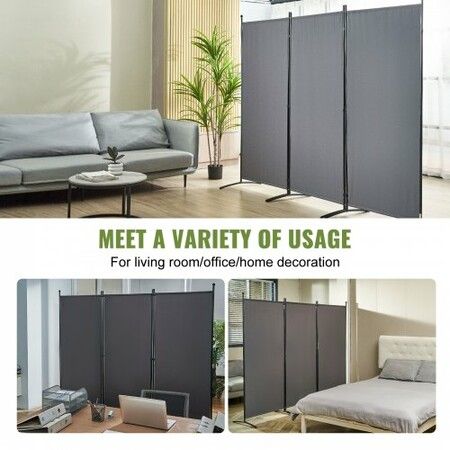 Room Divider, 102×71inch Room Dividers and Folding Privacy Screens (3-panel), Fabric Partition Room Dividers for Office, Bedroom, Dining Room, Study, Freestanding, Dark Gray