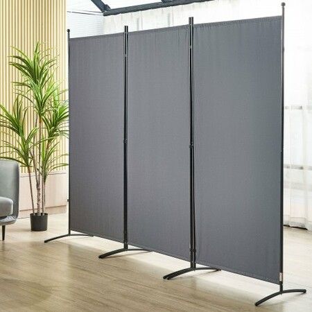 Room Divider, 102×71inch Room Dividers and Folding Privacy Screens (3-panel), Fabric Partition Room Dividers for Office, Bedroom, Dining Room, Study, Freestanding, Dark Gray