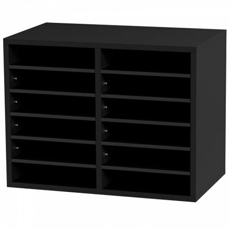 Wood Literature Organizer Adjustable File Sorter 12 Compartments Black