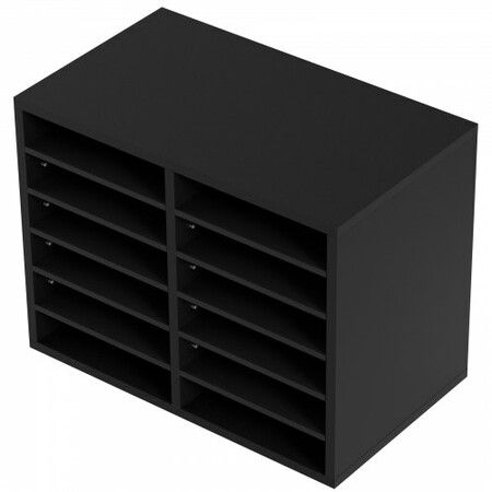 Wood Literature Organizer Adjustable File Sorter 12 Compartments Black