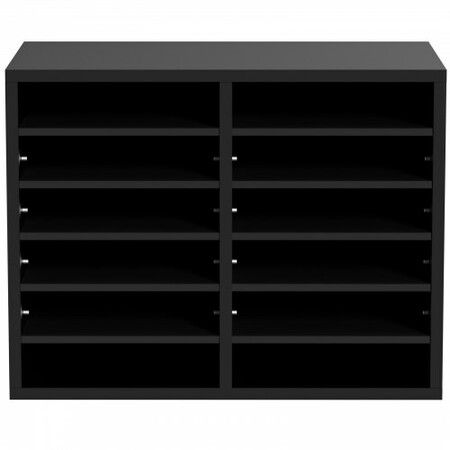 Wood Literature Organizer Adjustable File Sorter 12 Compartments Black