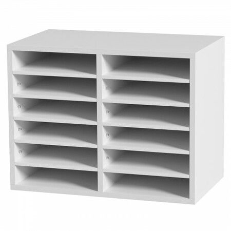 Wood Literature Organizer Adjustable File Sorter 12 Compartments White