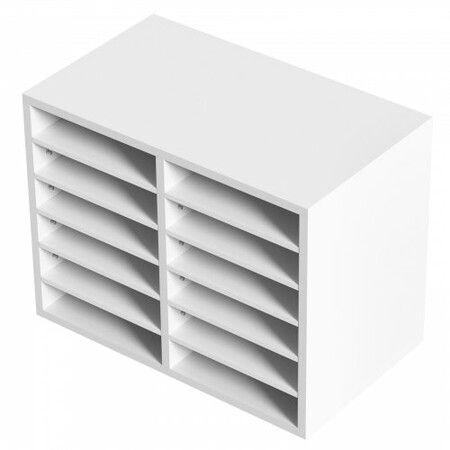 Wood Literature Organizer Adjustable File Sorter 12 Compartments White