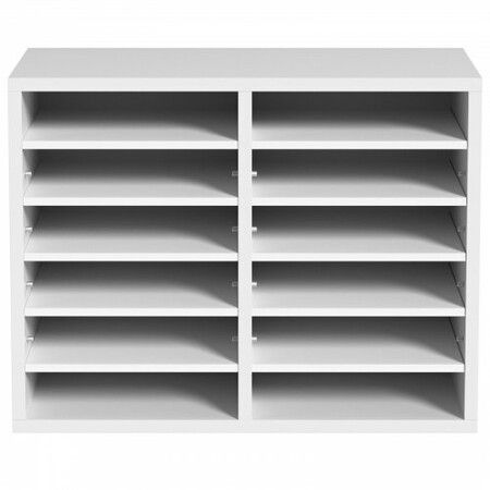 Wood Literature Organizer Adjustable File Sorter 12 Compartments White