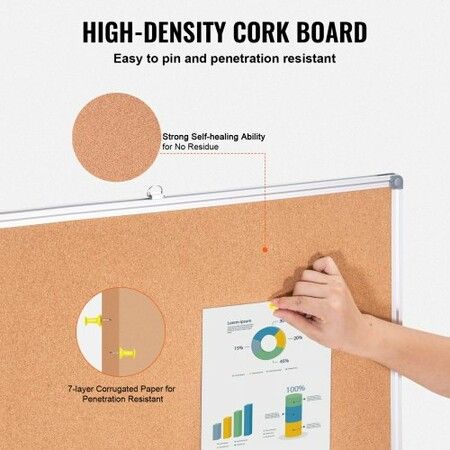 48"x36" Large Cork Board 鈥?Wall-Mounted Bulletin Board with Pin Board