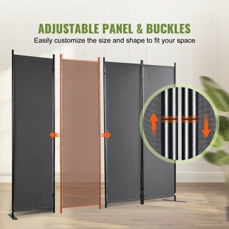 Room Divider 4-Panel Folding Privacy Screen 88×67.5inch Dark Gray