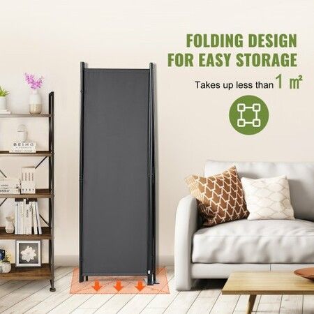 Room Divider 4-Panel Folding Privacy Screen 88×67.5inch Dark Gray