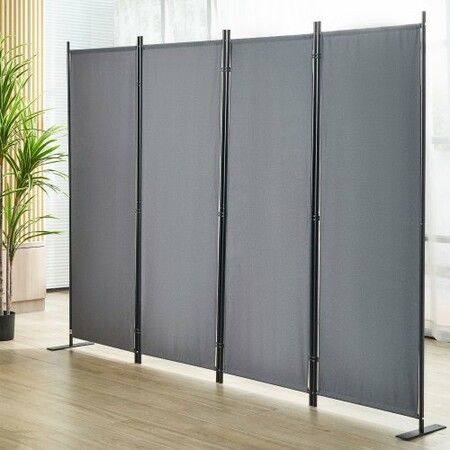 Room Divider 4-Panel Folding Privacy Screen 88×67.5inch Dark Gray