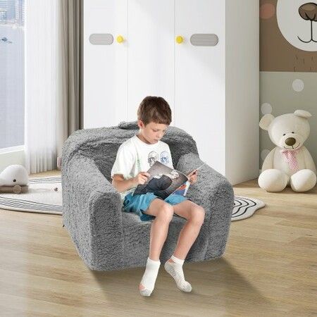 Kids Armchair, Kids Sofa with High-density 25D Sponge, Snuggly-Soft Toddler Chair, Sherpa Fabric Reading Couch for Bedroom and Playroom