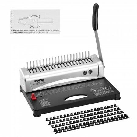 Binding Machine, Comb Binding Machine 21-Holes Binding 450 Sheets, Book Binder Machine with 100 PCS 3/8'' Comb Binding Spines, for Letter Size, A4, A5