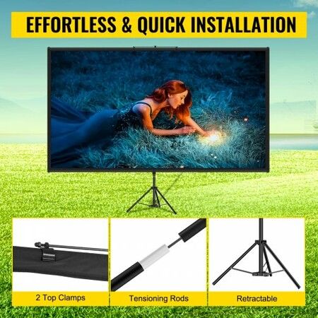 90" Tripod Projector Screen with Stand 4K HD 16:9 Home Cinema Portable