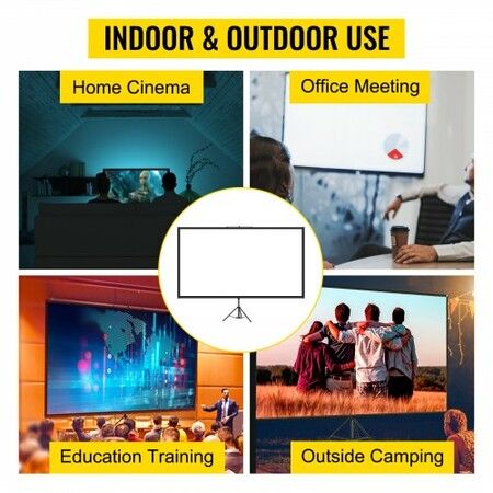 90" Tripod Projector Screen with Stand 4K HD 16:9 Home Cinema Portable