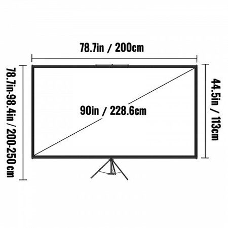 90" Tripod Projector Screen with Stand 4K HD 16:9 Home Cinema Portable