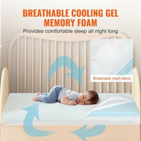 Crib Mattress, Two-sided Breathable Toddler Mattress of Memory Foam, Baby Mattress for Infant and Toddler with 2 Waterproof Covers for Replacement, Removable and Washable, 24x38x3.1 inch