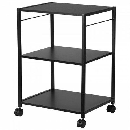 Printer Stand 3-Tier Rolling Printer Cart with Hooks and Storage Shelves