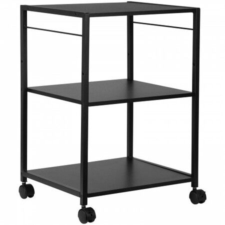 Printer Stand 3-Tier Rolling Printer Cart with Hooks and Storage Shelves