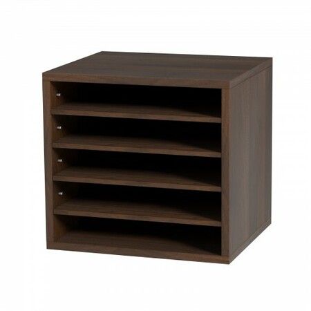 Wood Literature Organizer Adjustable File Sorter 5 Compartments Brown