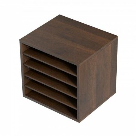 Wood Literature Organizer Adjustable File Sorter 5 Compartments Brown