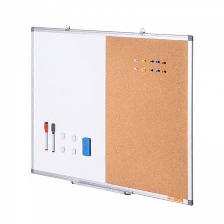 36"x 24" Whiteboard & Cork Board Combo with Aluminum Frame for School Home