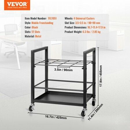 Blueprint Storage Rack 12 Slots Mobile Roll File Holder for Architectural