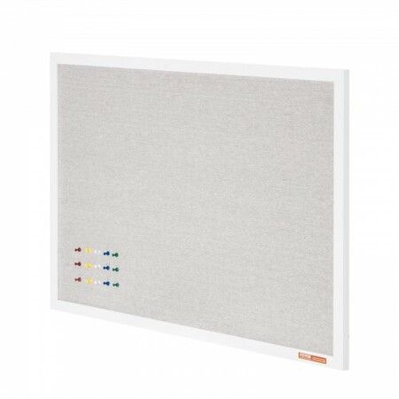 36"x24" White Cork Board with Linen Surface Wall-Mounted Bulletin Board