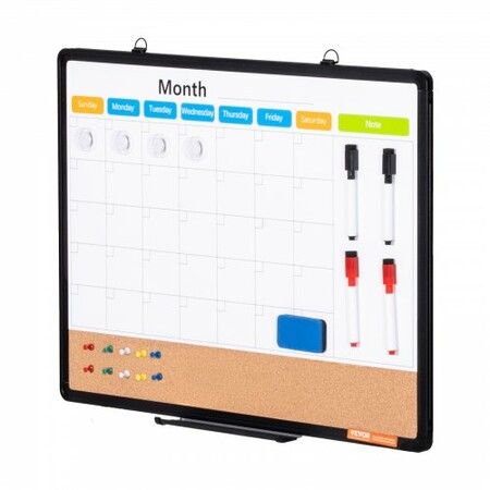 24"x18" Monthly Calendar Whiteboard & Cork Board Combo with Aluminum Frame