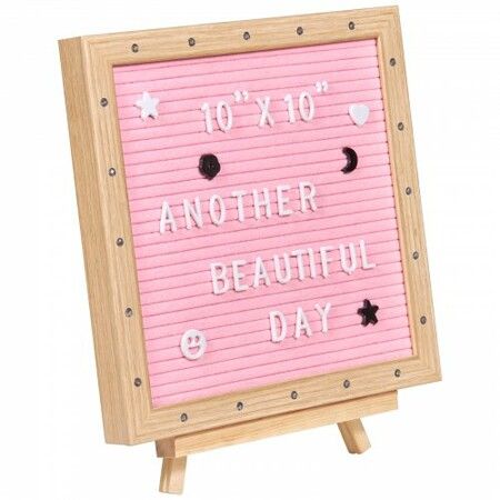 Pink Felt Letter Board, 253x253 mm Felt Message Board, Changeable Sign Boards with 510 Letters, Stand, and Built-in LED Lights, Baby Announcement Sign for Home Classroom Office Decor Wedding