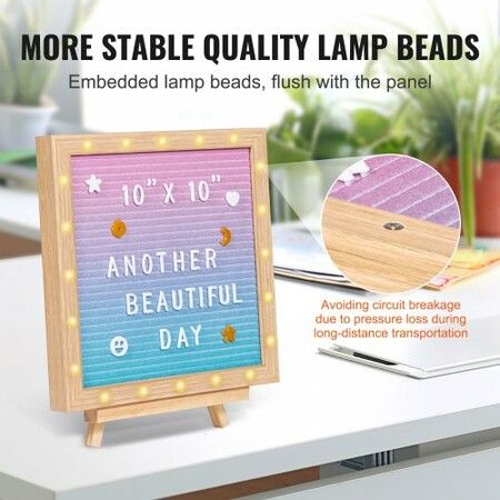 Gradient Felt Letter Board, 253x253 mm Felt Message Board, Changeable Sign Boards with 510 Letters, Stand, and Built-in LED Lights, Baby Announcement Sign for Home Classroom Office Decor Wedding