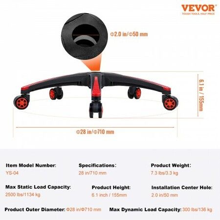 Office Chair Base Replacement 710 mm Heavy Duty Swivel Chair Base 1134 kg