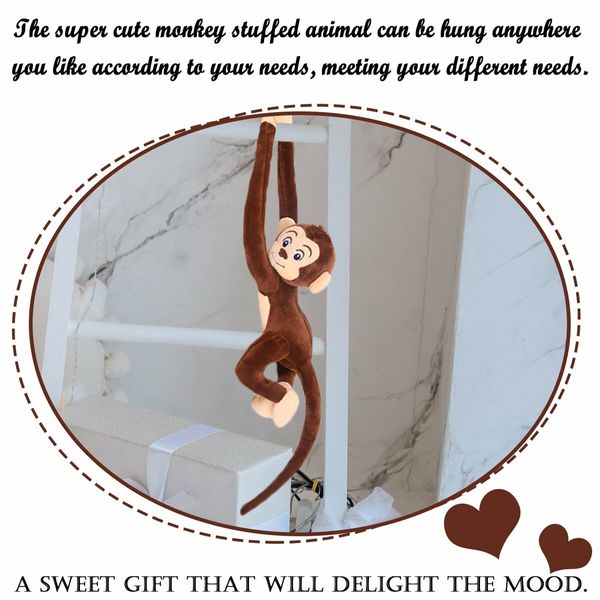 90cm Hanging Monkey Stuffed Animals Plush Brown Cute Monkey Toy