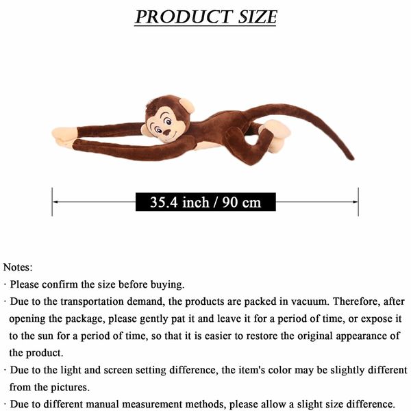 90cm Hanging Monkey Stuffed Animals Plush Brown Cute Monkey Toy