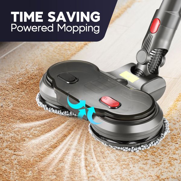 Vacuum Mop Head Electric Motorised Wet Dry Floor Vac Cleaner Cleaning Machine Attachment Waxer Waxing Tool for Dyson V7 V8 V10 V11 V15 6 Pads