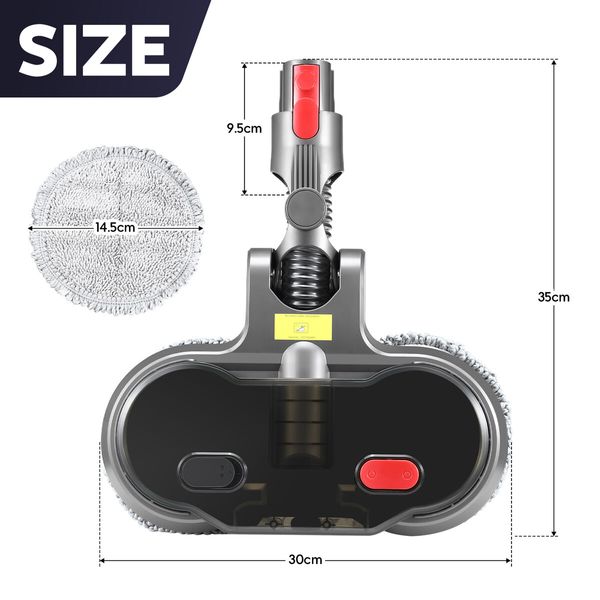 Vacuum Mop Head Electric Motorised Wet Dry Floor Vac Cleaner Cleaning Machine Attachment Waxer Waxing Tool for Dyson V7 V8 V10 V11 V15 6 Pads