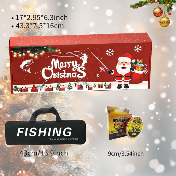 Christmas Fishing Rod and Reel Combo Kit Lightweight Starter Set Saltwater Freshwater Great Christmas Gift Color Yellow