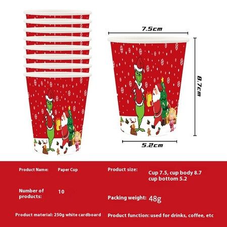 105 PCS Grinch Christmas Party Tableware Set Includes Tablecloth Plates Cups Napkins Utensils and Straws