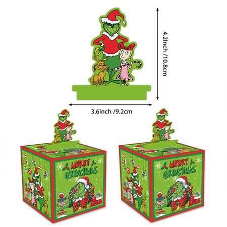 Grinch Christmas Money Box DIY Fun Cash Gift Holder with 30 Transparent Bags Surprise Holiday Gift for Kids Parents and Friends