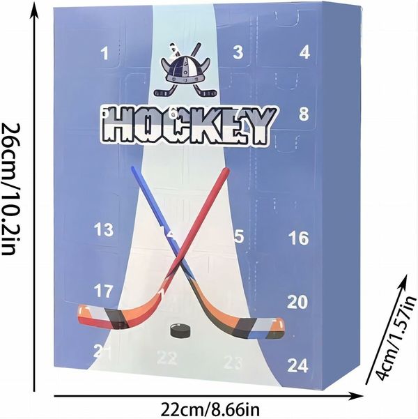 24 Door Hockey Advent Calendar Ice Ball Miniature Keepsake for 24-Day Holiday Countdown and Christmas Decorations