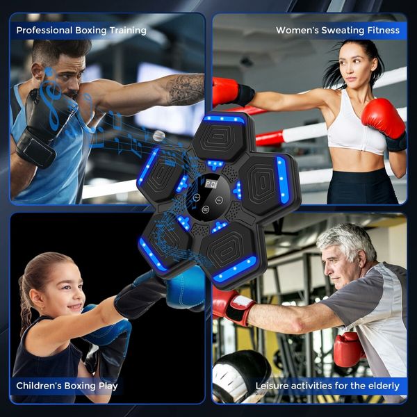 Music Boxing Machine with Boxing Gloves,Smart Bluetooth Boxing Machine with LED Electronic Wall Mounted,Music Boxing Target Workout Punching Equipment